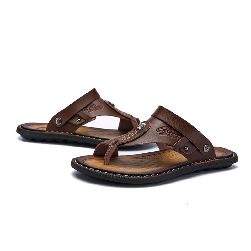 Cross-border new flip flops beach large size cross-border men's leather slippers_voghion.com