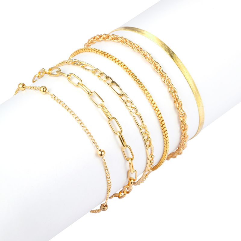 new multi layer beach chain anklet set 6 piece set stacking snake bone chain round bead chain foot ornaments_voghion.com