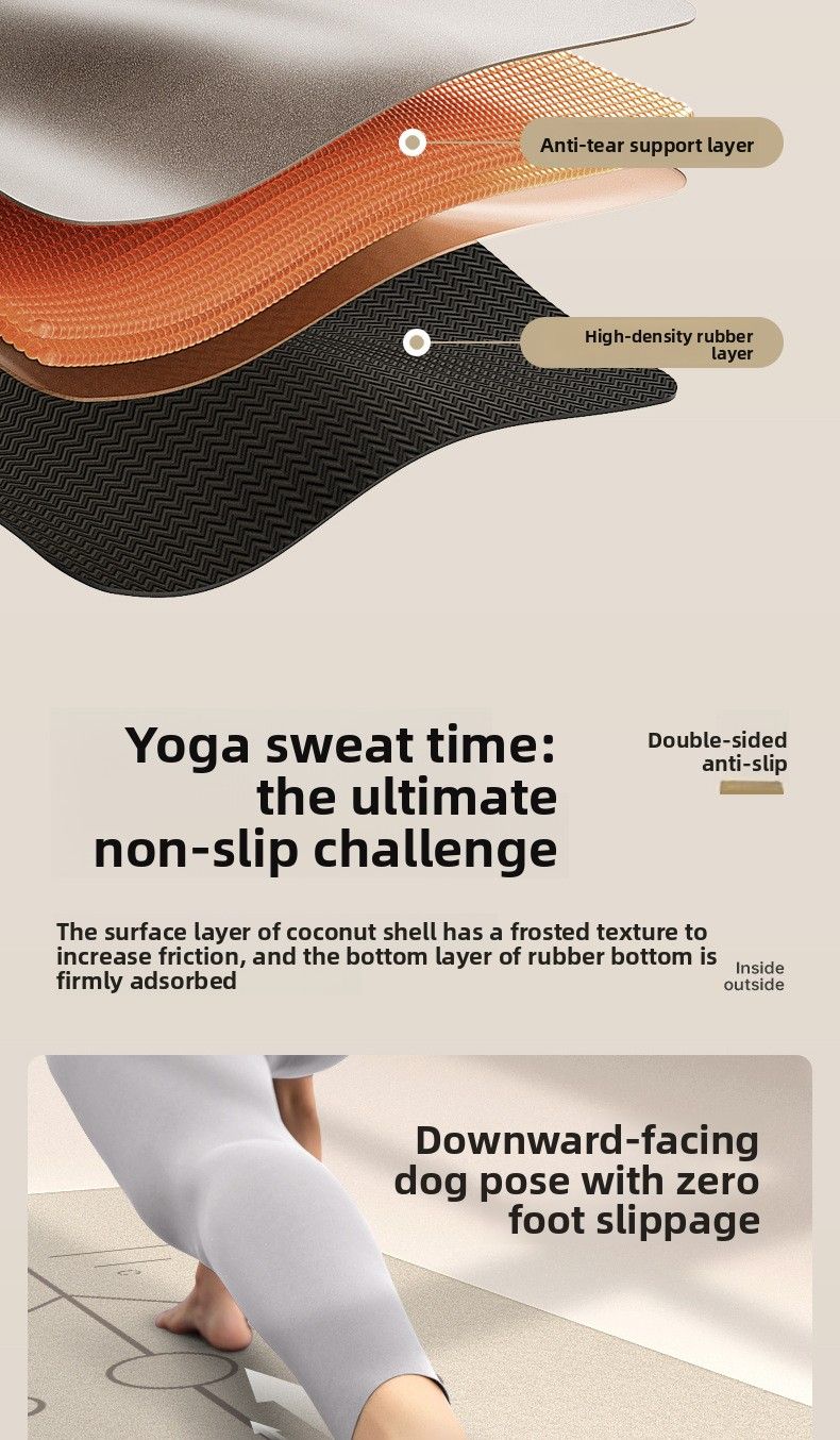 Gommage Coconu Shell PU Yoga Caoutchouc Naturel Haute Solide Largeur 80cm Antidérapant Professionnel 5mm Finesse Absorption des Chocs_voghion.com