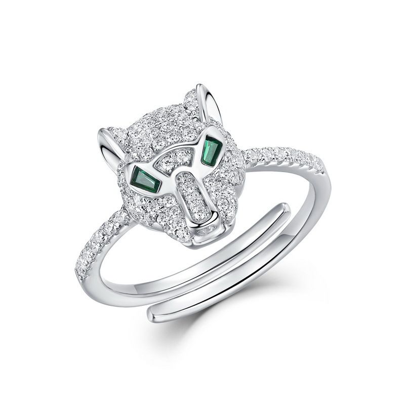 Anello dito indice con gemma colorata intarsiata in argento con zircone arcobaleno di lusso minimalista_voghion.com
