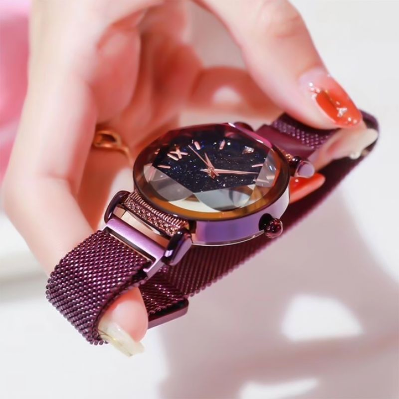 Yamaler Starry Sky Watch magnetilise rihmaga ümmarguse numbriga naistele mõeldud kvartskäekell kohtinguteks_voghion.com