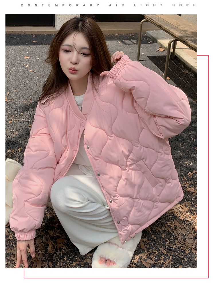 Giacca in cotone oversize nuova e ampia da donna alla moda, modello Milk Bear Hug Ling Grid, per studenti_voghion.com