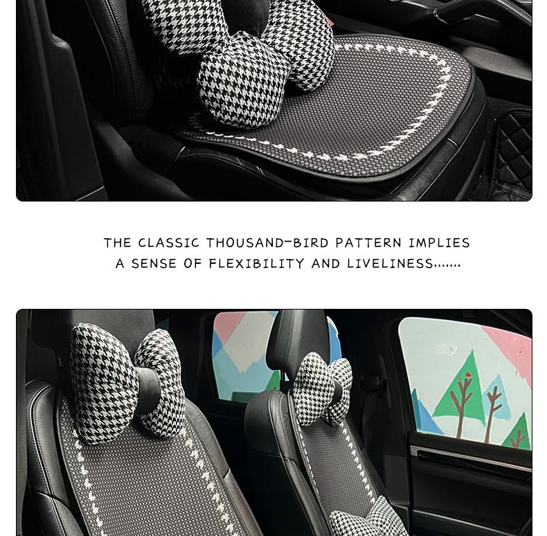Almofadas para assento de carro, almofadas de seda gelada para todas as estações, almofadas frescas para o verão, respiráveis e antiderrapantes, capas populares para assento de carro em formato pied de poule_voghion.com