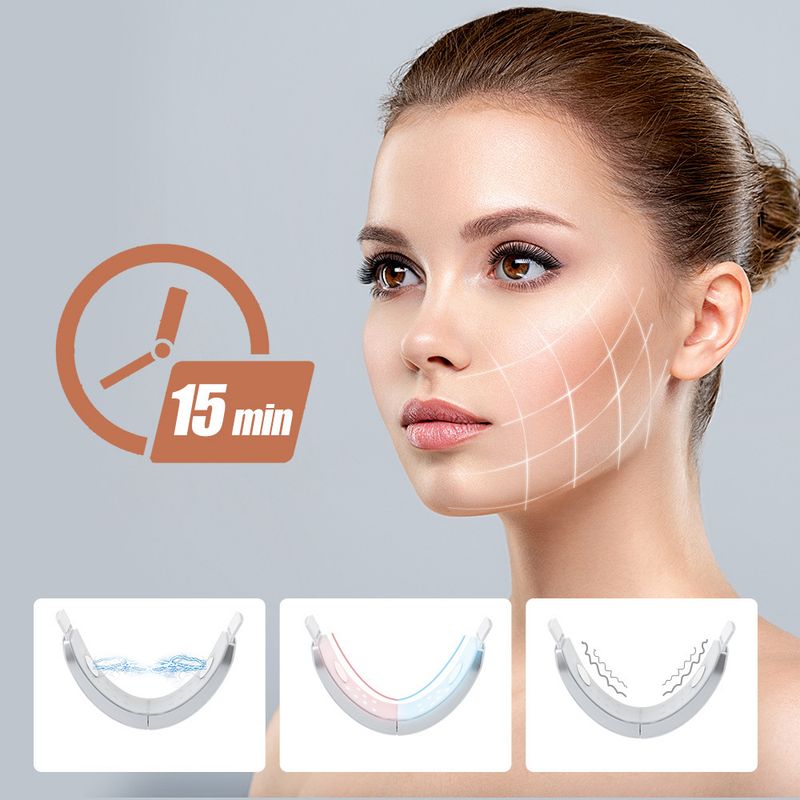 Herramienta de adelgazamiento facial con microcorriente, instrumento de belleza para rejuvenecimiento de papada con luz de color rojo y azul, vibración facial_voghion.com