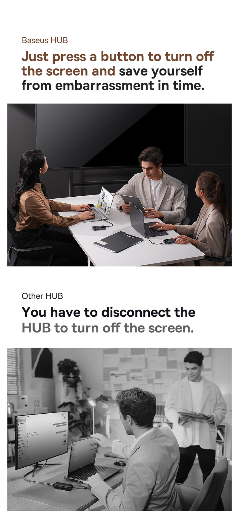 Hub USB-C Baseus 4K à 60 Hz compatible HDMI avec 2 ports USB 3.0, USB-C, USB 2.0, port Internet et lecteur de cartes SD et TF pour MacBook et ordinateurs portables USB-C_voghion.com
