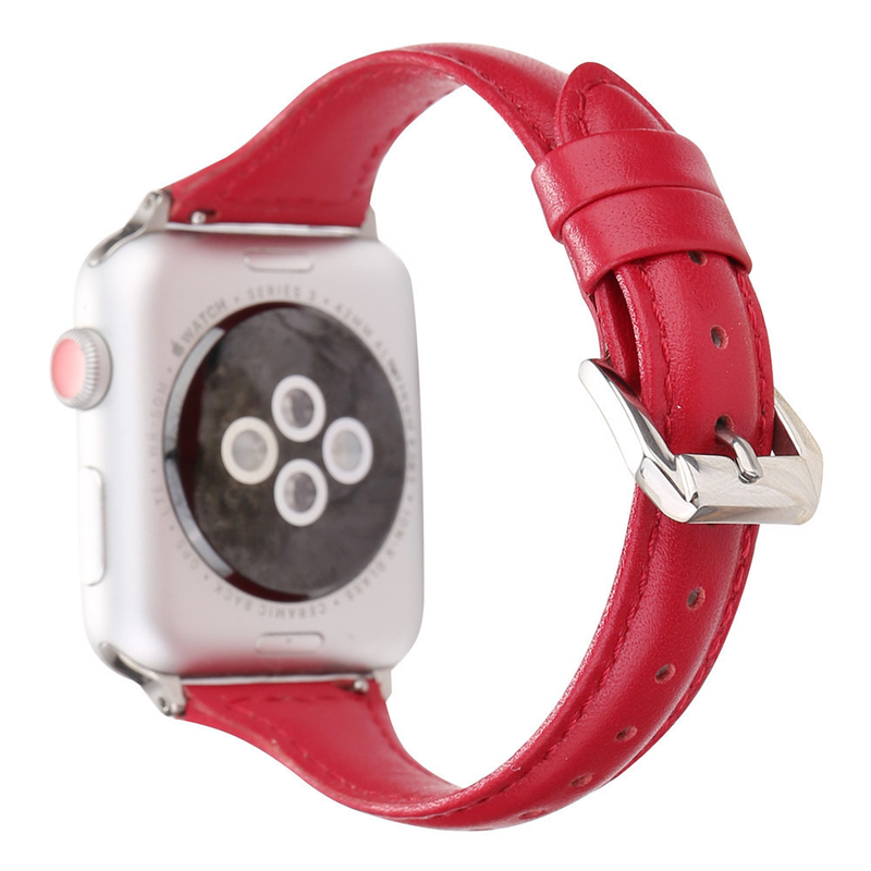 Passend für die Iwatch-Serie, Vollgröße, echtes Leder, einfarbig, schmales Armband mit mehrfarbigem Zubehör, hochwertiges Armband_voghion.com