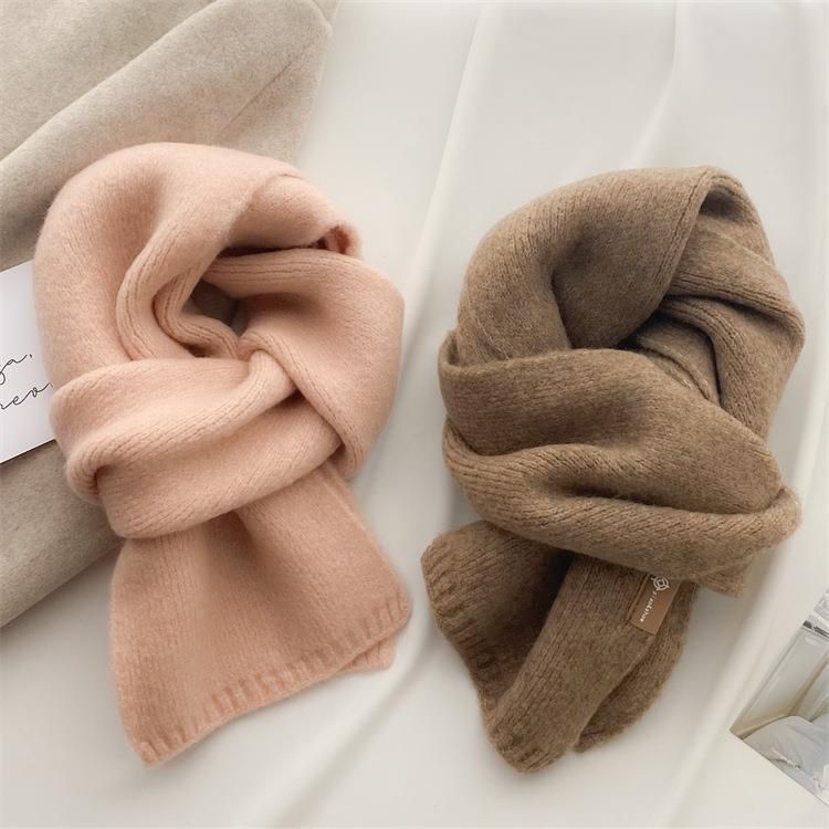 2025 New Trendy And Easy To Match Small Scarf Women's Autumn And Winter Soft Waxy Knitted Imitation Cashmere Neck Protection Scarf_voghion.com
