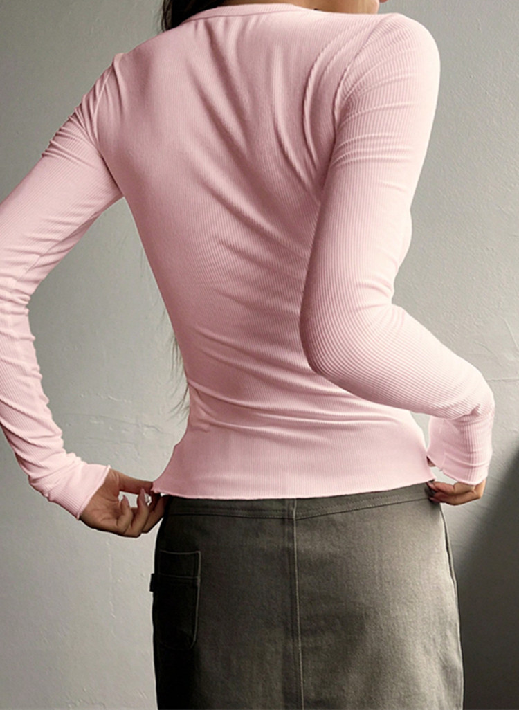 2024 Autumn Winter Women's New Button Ribbed Slim Fit Knitted Sweater_voghion.com