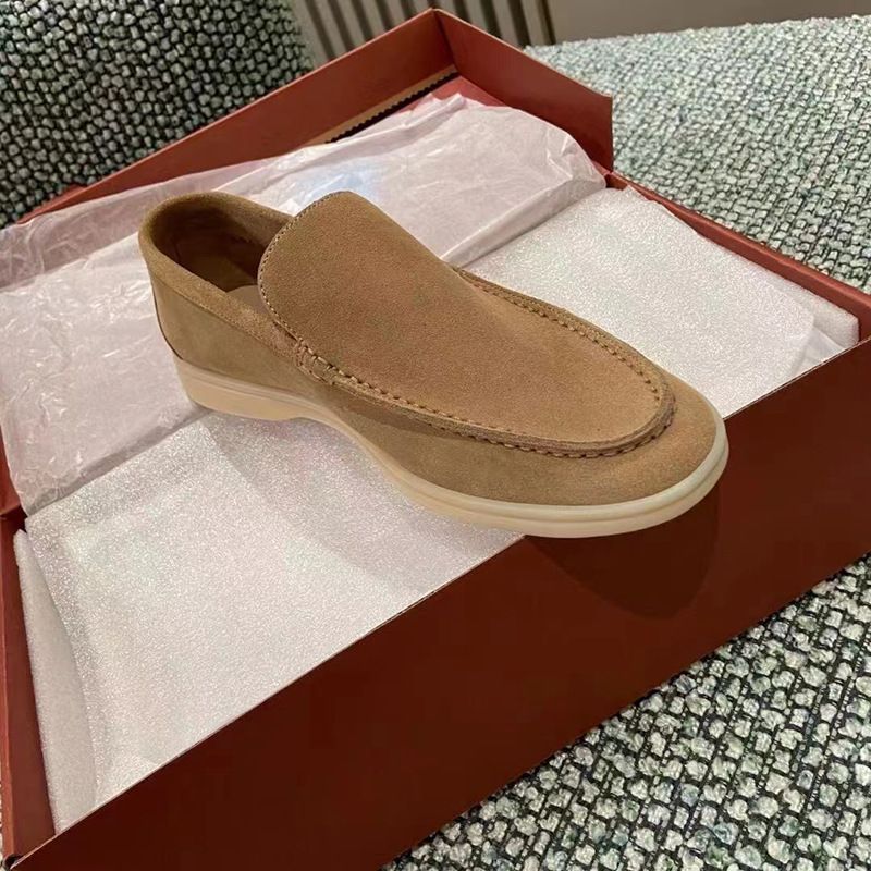 Men's Classic Slip-On Summer Suede Driving Lazy Shoes Casual Genuine Leather Loafers_voghion.com