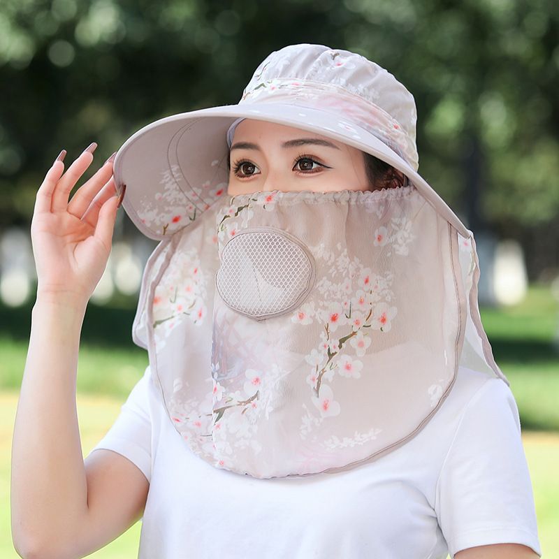LazyZoom Für Damen, Sommermaske, Gesichtsbedeckung, breite Krempe, vielseitiger cooler Hut, UV-Schutz, Sonnenhut zum Teepflücken, Radfahren_voghion.com