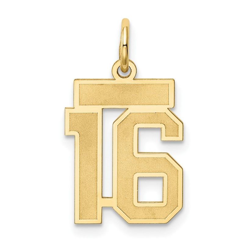14k Small Satin Number 16 Charm_voghion.com