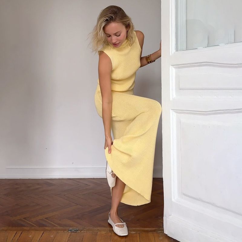 Casual Sexy Sleeveless Off Shoulder Solid Tank Top And Midi Skirt Knitted Rib Bodycon Fashion Women's Street Style 2pcs Set_voghion.com