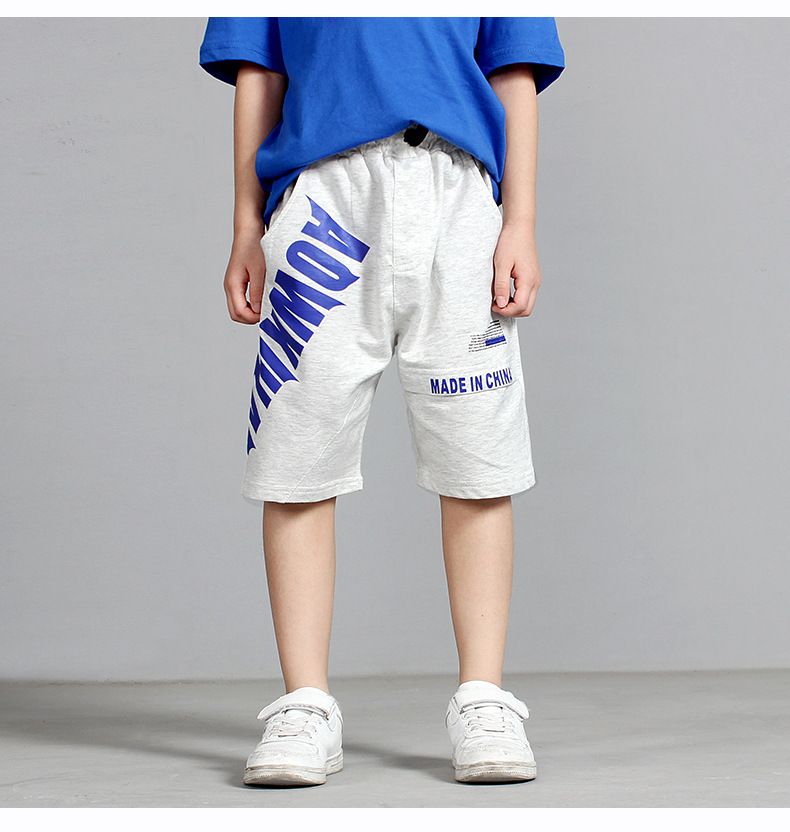 Vêtements pour enfants Nouveaux pantalons de sport d'été pour garçons, pantalons pour enfants tricotés imprimés pour enfants de taille moyenne et grande, shorts pour enfants à la mode_voghion.com