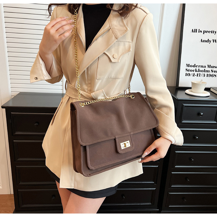 Large Capacity Bag For Women Autumn/Winter 2023 New Fashion Versatile Frosted Chain Crossbody Bag Commuter Tote Bag_voghion.com