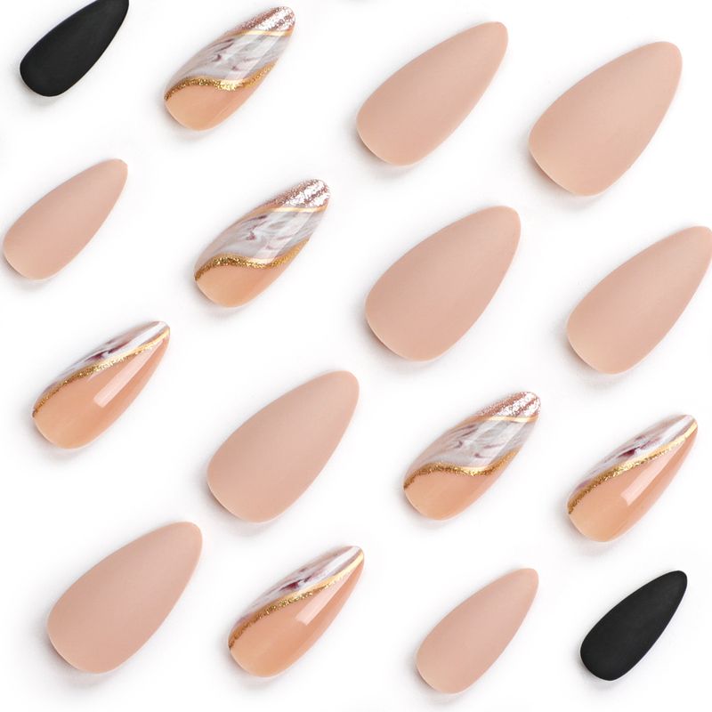 Golden Curve Halo Dye Wearing Armor Silber Funkelndes Rosa Herbst/Winter Falsches Pflaster Einfarbiges Touch Mattes Nagelpanel_voghion.com