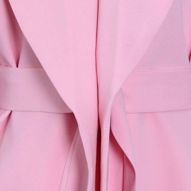 Abbigliamento da donna primavera e autunno nuovo stile tinta unita abito con cintura + pantaloni dritti a vita alta_voghion.com