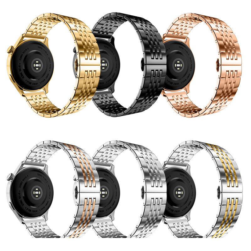 Watchbands Seven Pearl Stainless Steel For Gt4/3 Metal Smart Bow Buckle Watch Strap_voghion.com