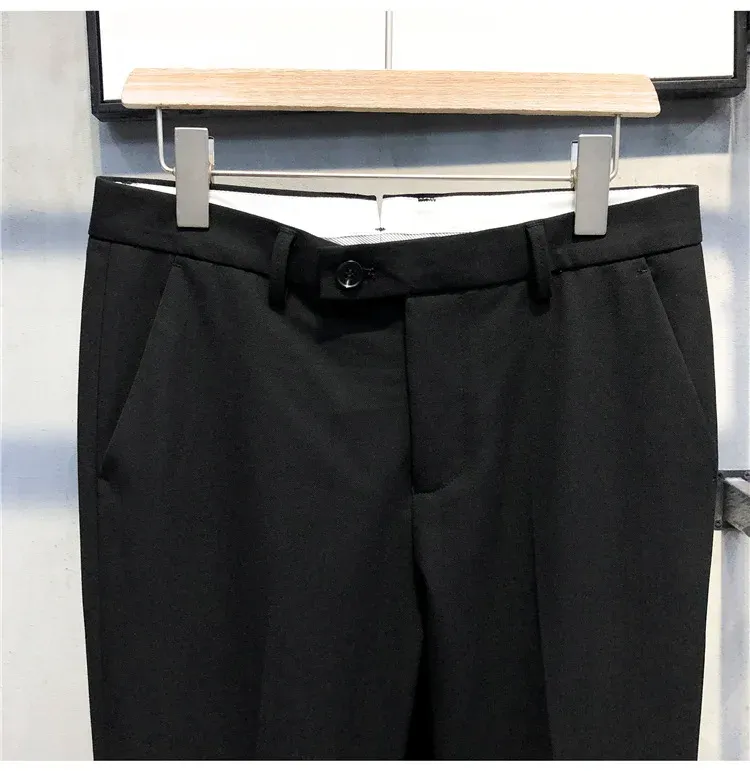Sommer Männer Drapierte Keine-eisen Kleine Fuß Hosen Abnehmen Jugend Britischen Stil Koreanische Version Kleine Gerade-bein Abgeschnitten Hosen_voghion.com