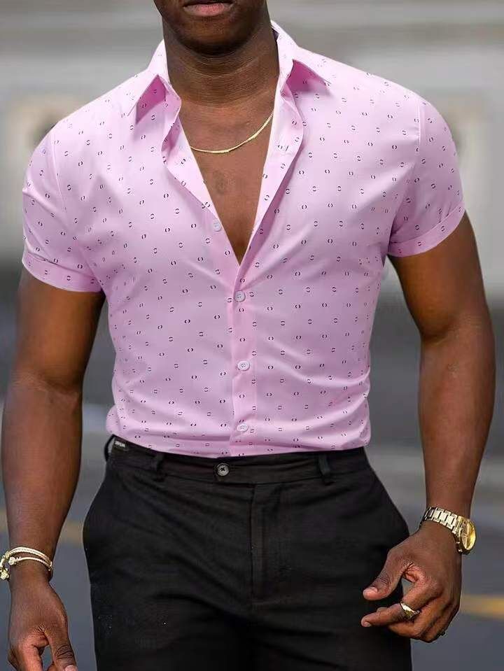 Camicia da uomo estiva, rinfrescante, traspirante, elasticizzata, sottile, stampata, a maniche corte, su quattro lati_voghion.com