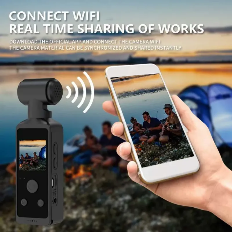 Cámara deportiva de bolsillo impermeable con Wifi Action 4K 1080P, pantalla LCD de 1,3 pulgadas, rotación de 270 grados, M241104_voghion.com
