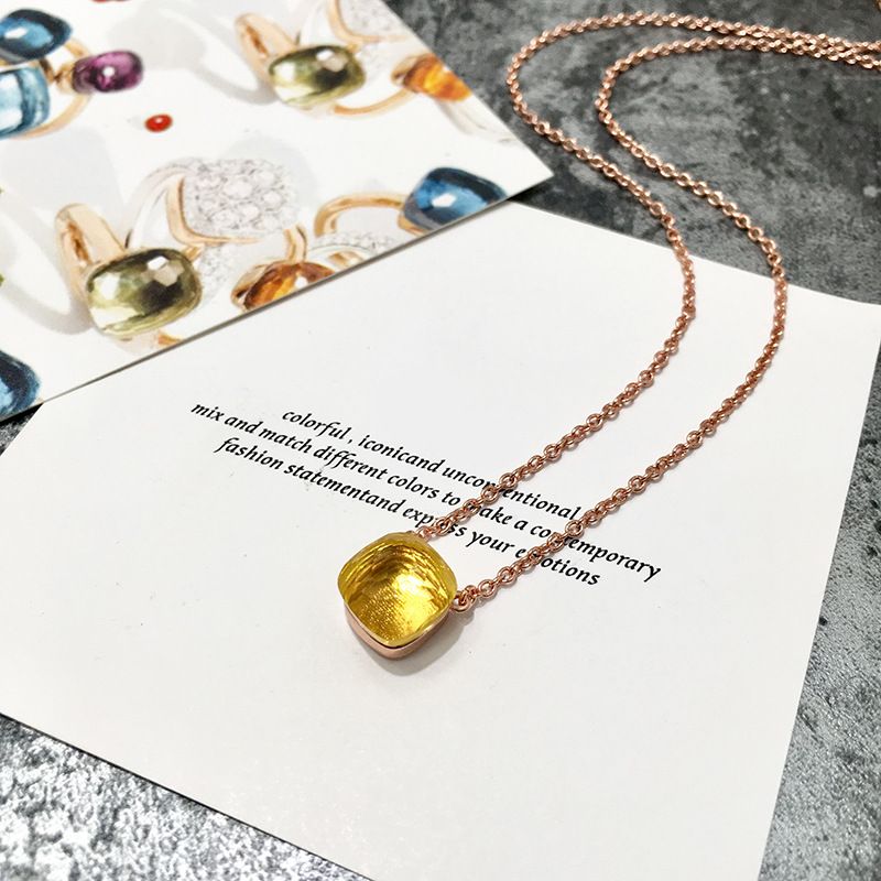 Geometrische facettierte Kristall-Halskette, Kupfer-Wasserwellenkette, verstellbar, 40 + 5 cm, Frühlings- und Sommerschmuck in Bonbonfarben für Damen_voghion.com