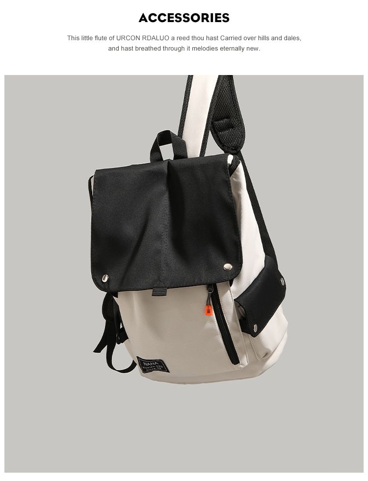 Ur Minimalist Contrast Color 2024 New Arrival Female College Student Schoolbag Outdoor Travel Backpack Large-Capacity_voghion.com