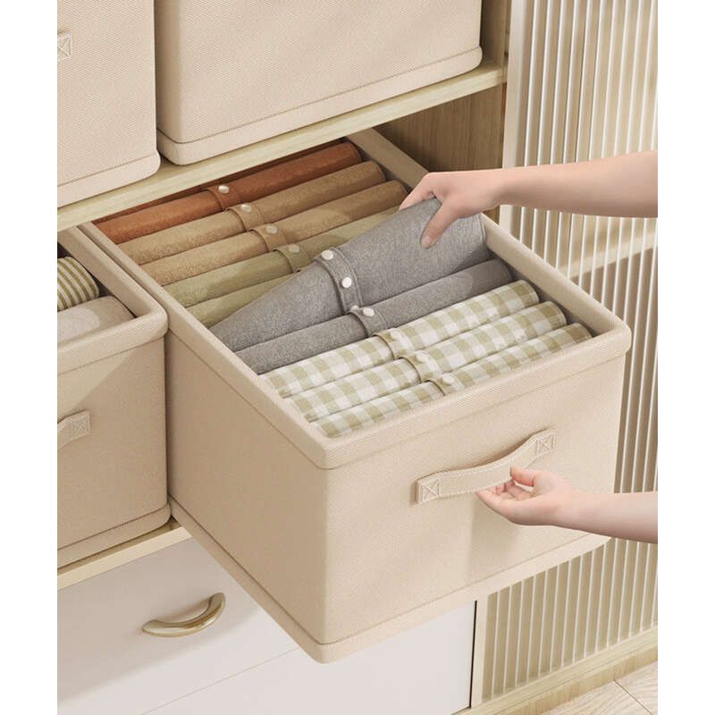 Scatola portaoggetti per armadio con cassetto, per indumenti in tessuto per la casa, pantaloni, contenitore scoperto per cotone e lino, contenitore per cestini di smistamento_voghion.com