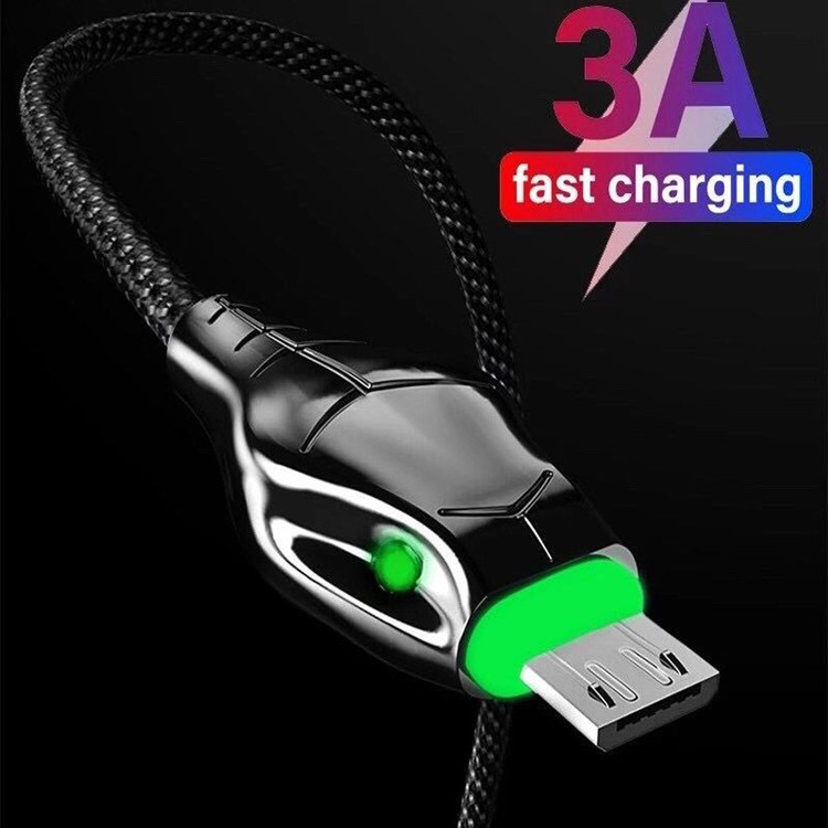 Slangenkop van zinklegering met licht geschikt voor Android Apple Type-C Black Mamba snellaaddatakabel 5A_voghion.com