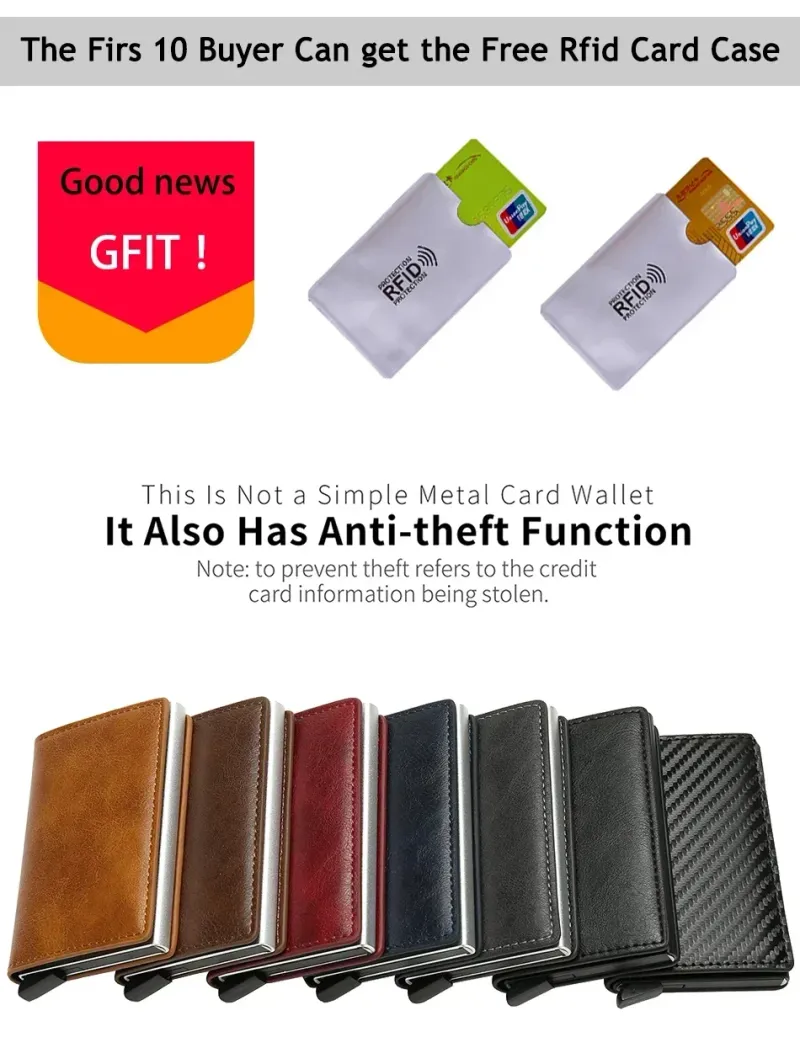 Porte-cartes de crédit en fibre de carbone, étui portefeuille minimaliste intelligent Rfid, pince à billets, porte-cartes mince pour hommes et femmes, étui pour carte de crédit bancaire_voghion.com