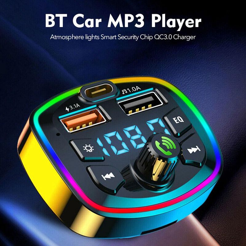 Transmissor FM 5.0 compatível com Bluetooth e viva-voz, 2 reprodutores de MP3 rápidos, receptor de áudio, kit carregador de carro, modulador viva-voz_voghion.com