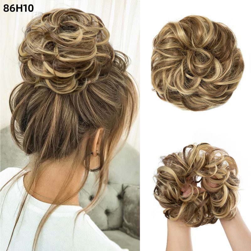 wig female flower bud ball head chemical fiber invisible fluffy natural long beard wig hair ring_voghion.com