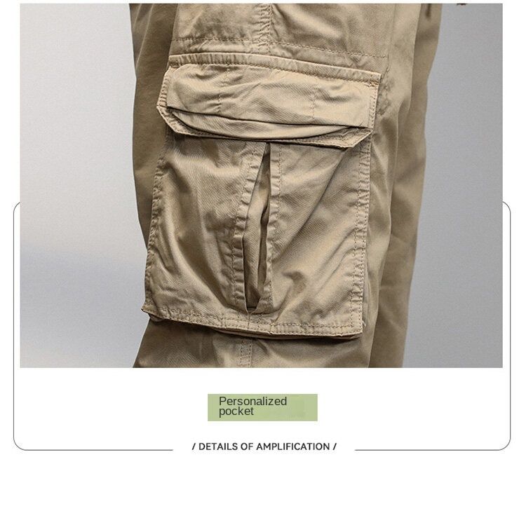 Summer men's overalls, trousers, casual trousers, sports outdoor functions, fashionable and retro design, simple multi-bag leggings_voghion.com