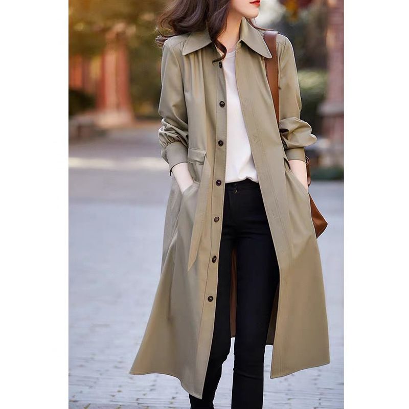 Trench con cintura in stile britannico – Cappotto oversize a maniche lunghe (casual ed elegante)_voghion.com