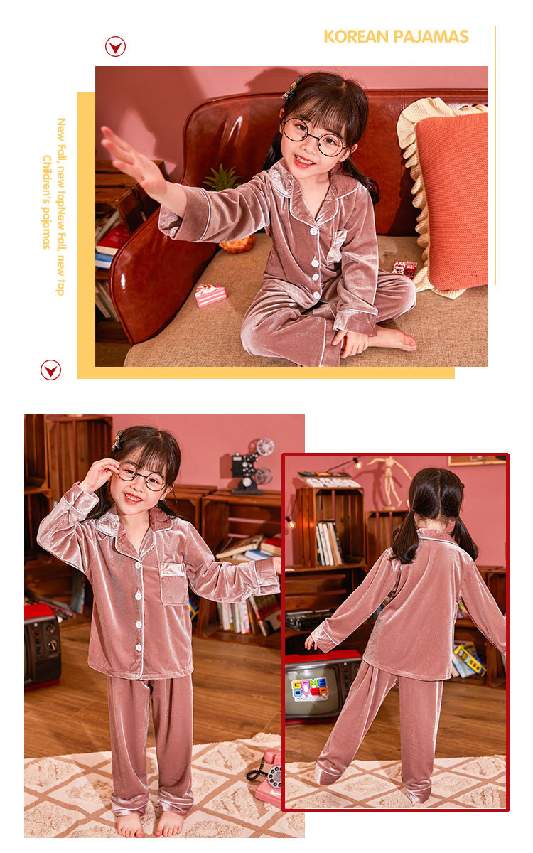 Kinder-Pyjama, Damen-Herbst- und Winter-Set, weich, flauschig, flauschig, für den Winter, leicht, flauschig, Mädchen, Kanarienvogel, Jungen_voghion.com