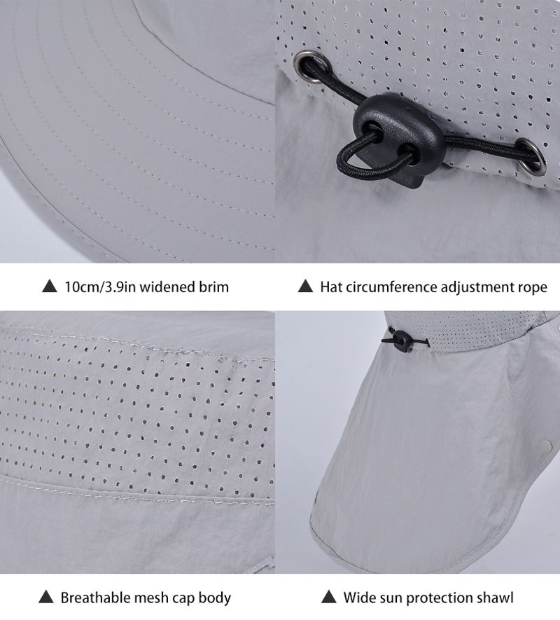 Moda Xioguan 100% poliestere 4 primavera/estate maschera da pescatore all'aperto, cappello di protezione, cappello da sole a scialle a tesa larga_voghion.com