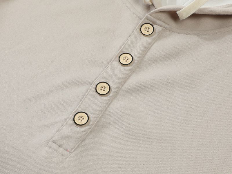 Felpa con cappuccio casual da uomo - Felpa con cappuccio con bottoni e personalizzazione del logo, in poliestere leggero simile al cotone per streetwear e abbigliamento quotidiano_voghion.com