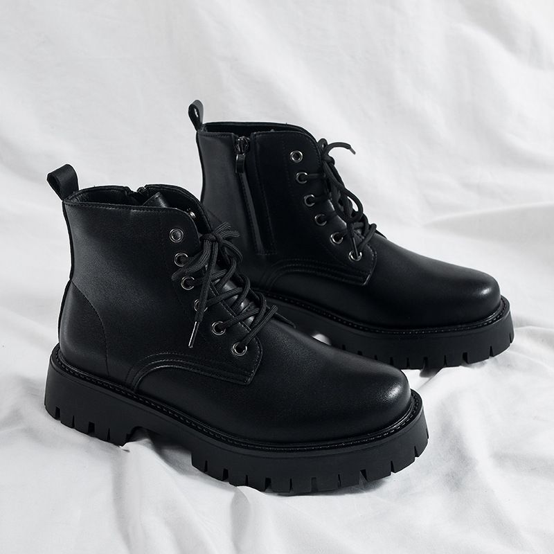 Unbeatable Quality Chef Men's Anti Slip And Waterproof Kitchen High Top Boots Black Casual Leather Spring Sports Martin Trendy Shoes_voghion.com