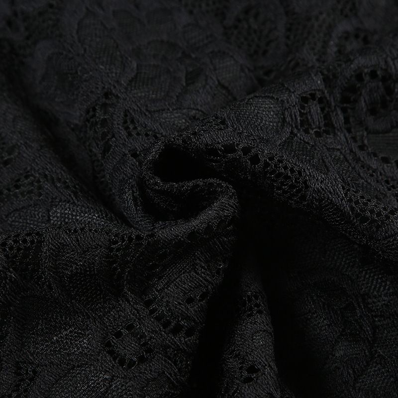 Women's Oblique Shoulder Lace Long Sleeved T Shirt Female Early Spring New Temperament Solid Color Perspective Black Bottoming Shirt Top_voghion.com
