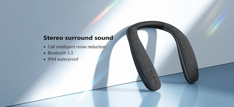 Neck Mount Bluetooth Speaker Wireless Wearable True Stereo Personal PortableSpeaker With Microphone Subwoofer Outdoor_voghion.com