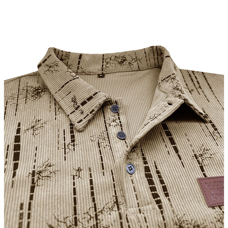 Herren Langarm Poloshirt Herbst und Winter Neues Jacquard Revers Top_voghion.com