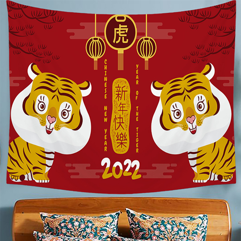 God of Wealth Hanging Cloth Wall Decoration Cartoon Network Red Background Wall Decoration Cloth Room Decoration Cloth_voghion.com