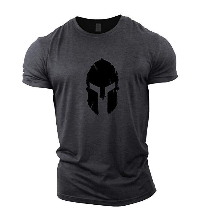 Gym Sport Laufen locker Helm Muster kurzarm lässig bunte T-Shirt_voghion.com