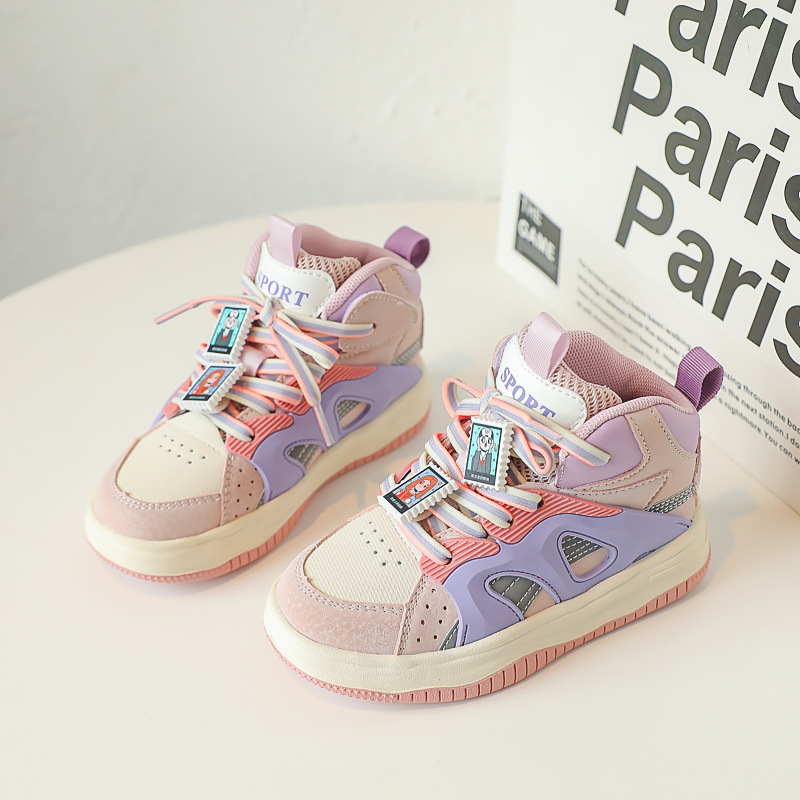Scarpe sportive in velluto per bambini per autunno e inverno, nuovo fondo morbido, alte per ragazzi, casual, da corsa per ragazze, due in cotone_voghion.com