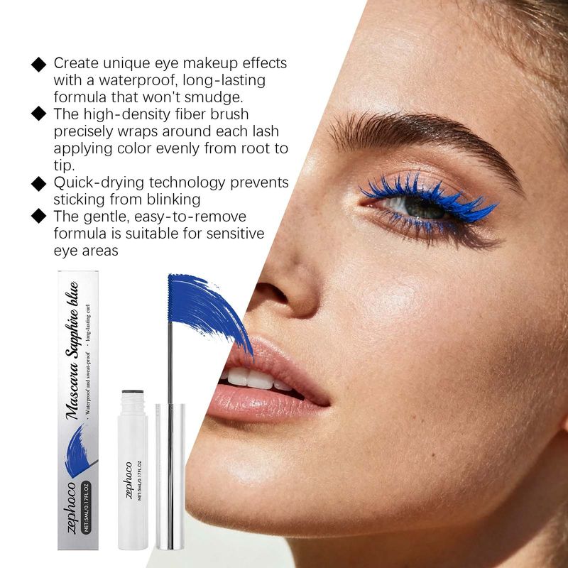 ZEPHOCO Blaue, natürlich formende, schwungvolle, glatte, wischfeste Make-up-Mascara_voghion.com
