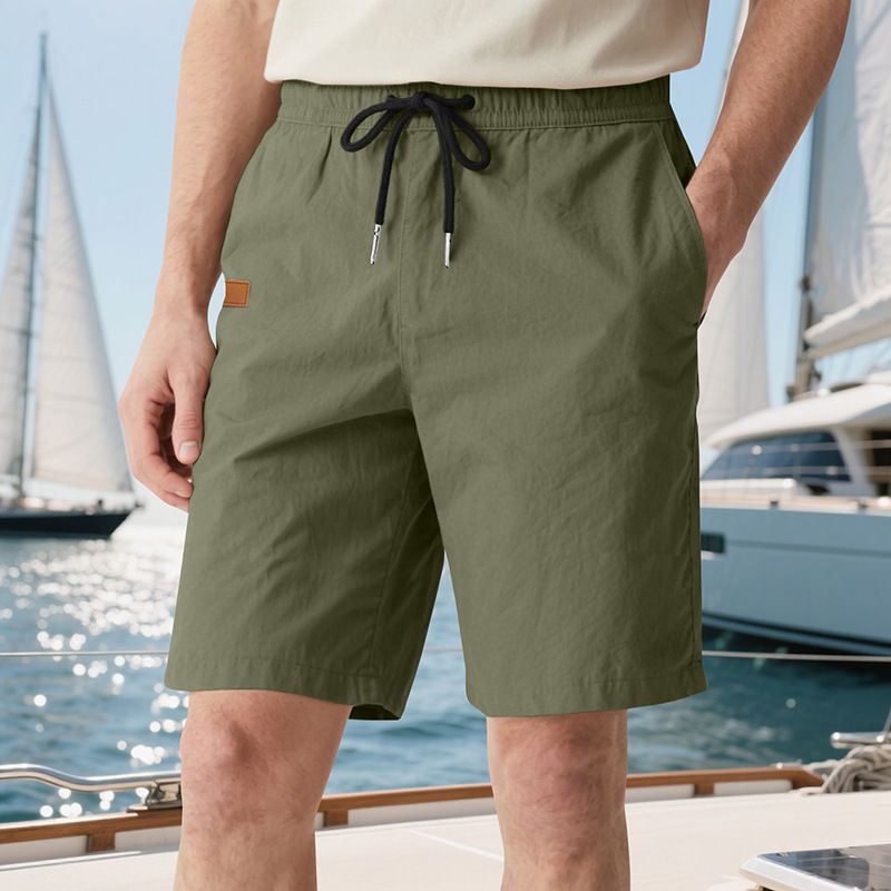 Pantalones de playa para hombre, de verano, informales, ligeros y lujosos, de cinco puntos, con cordón cruzado, talla grande_voghion.com
