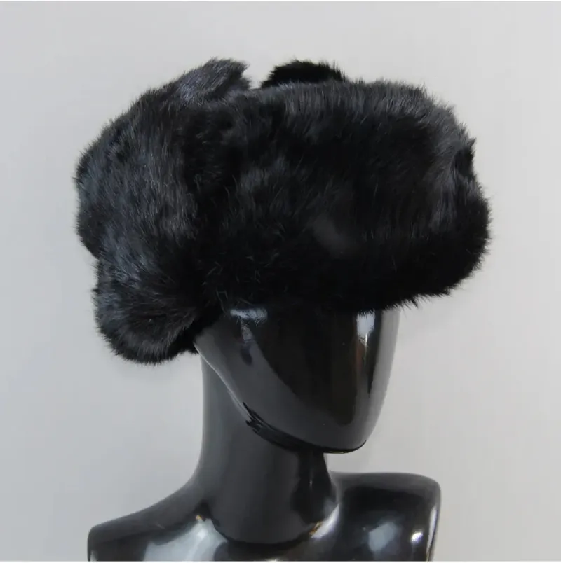 BeanieSkull Boné Masculino Bomber Natural com Protetores de Orelha Inverno Unissex Quente Chapéu Ushanka Russo Chapéus de Pele de Coelho Verdadeira 231017_voghion.com