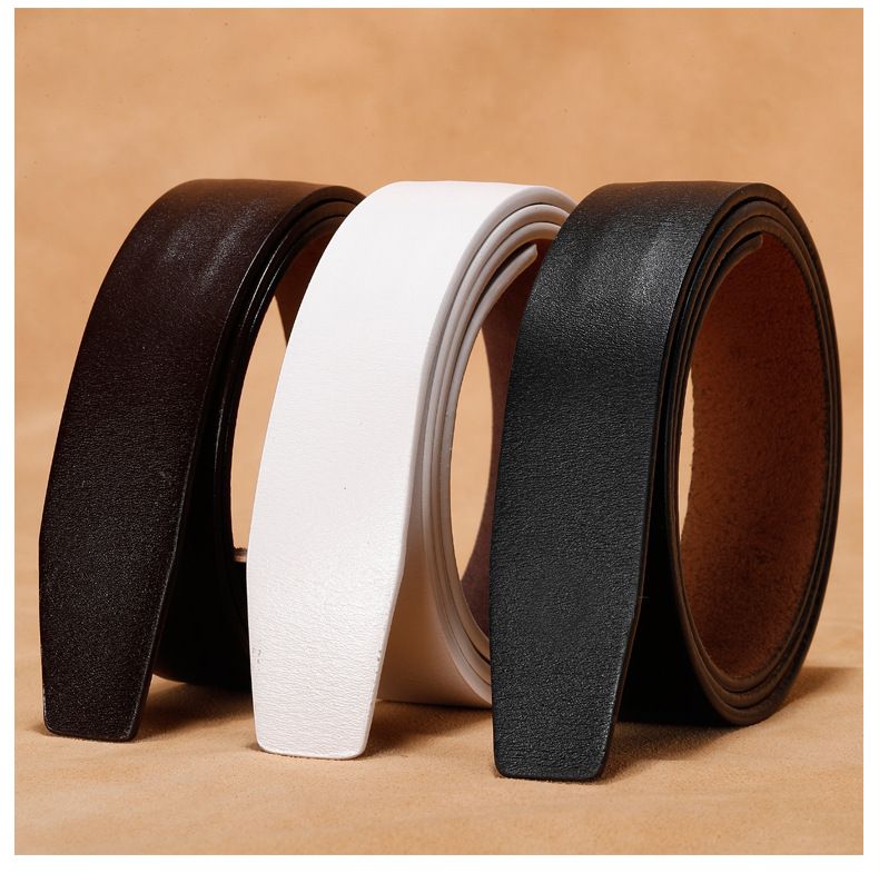 HOT 100% Pure Cowhide Belt Strap No Genuine Leather Belts without Automatic Buckle Men Wome Black Brown White High Quality_voghion.com