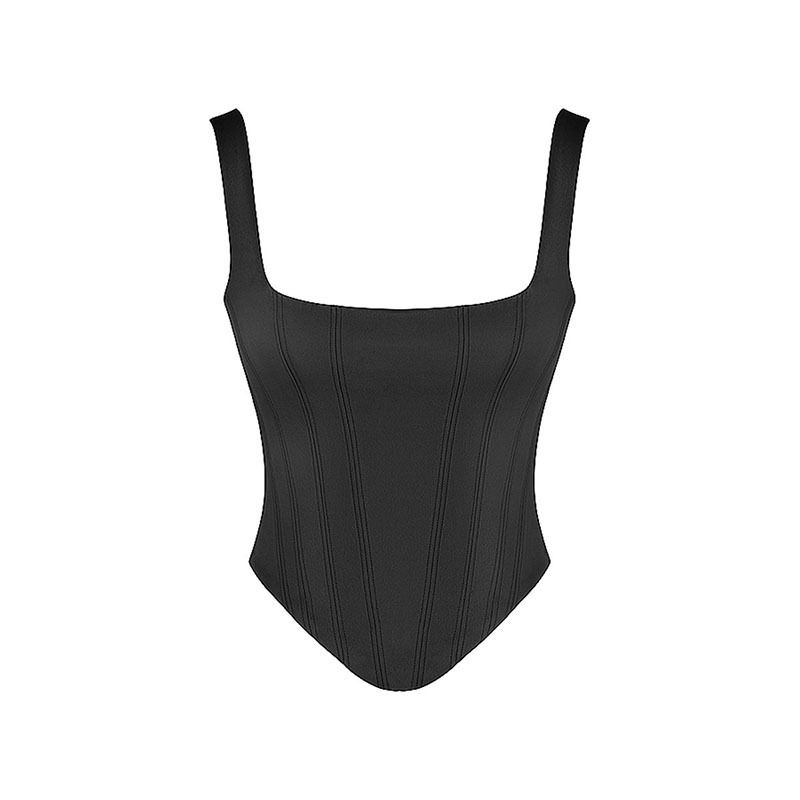 Langes V-Mini-Midi-Sommer-Ende-Krawatten-Reißverschluss-einfarbiges bedrucktes 2025-Damen-Camisole-Stretch-enges schwarzes Top-Falten-Kleid_voghion.com