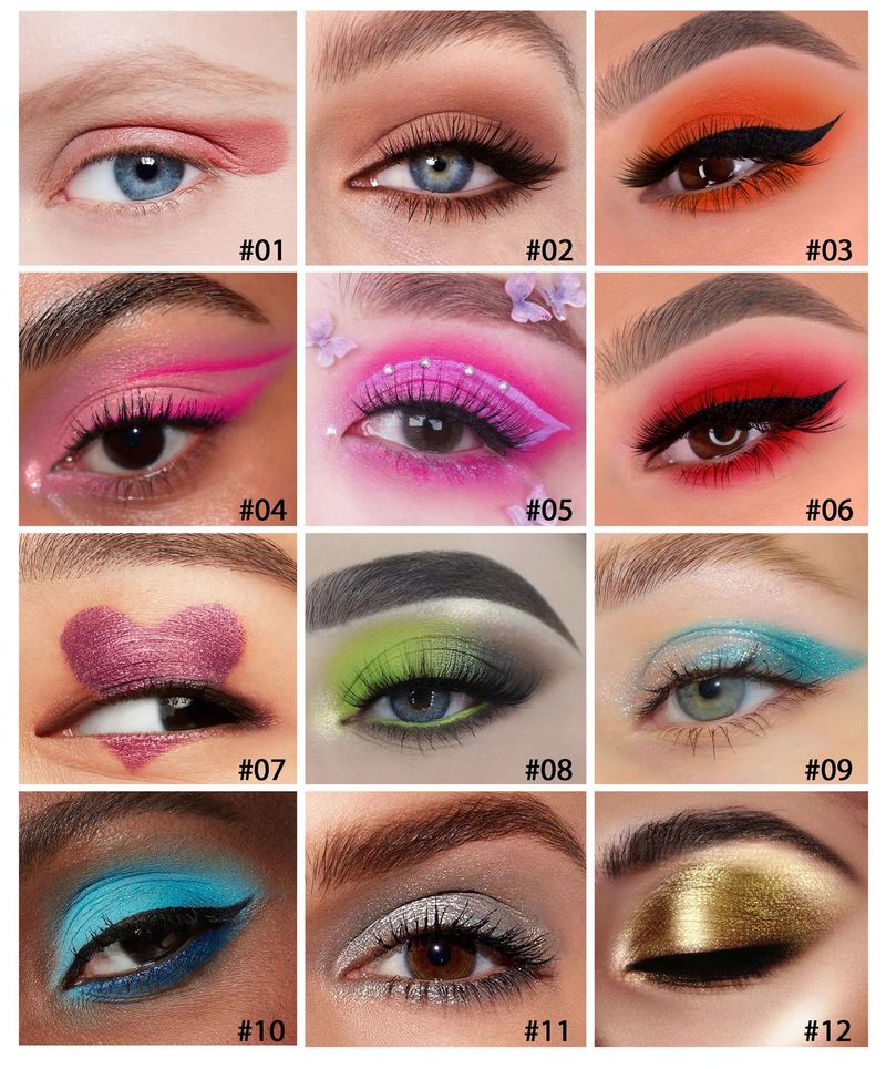 HANDAIYAN12 rainbow earth color eye shadow pen set is not easy to faint color eye shadow stick with pencil sharpener_voghion.com