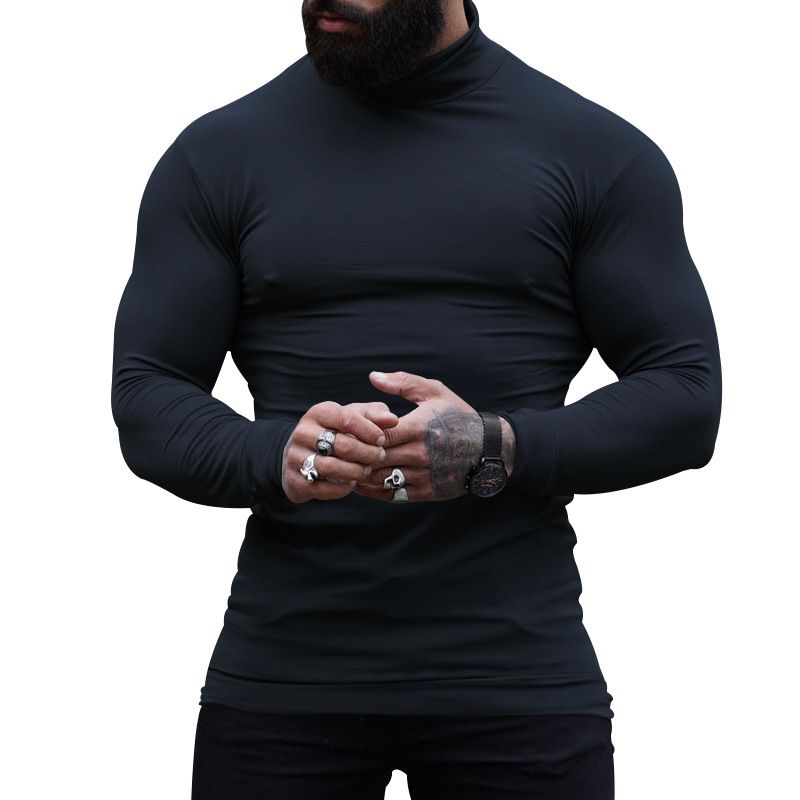 Nuovo maglione a collo alto in cashmere aderente tinta unita, strato interno caldo da uomo_voghion.com